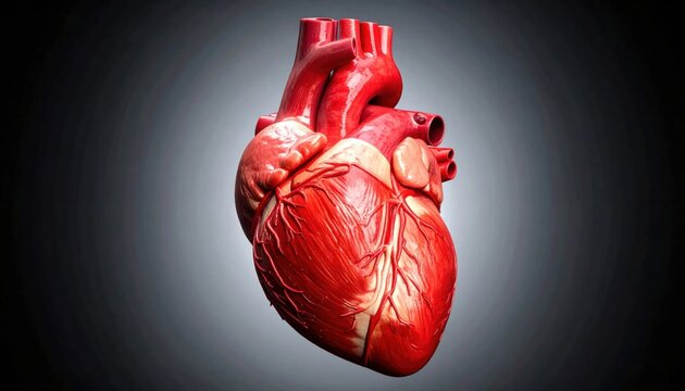 Detailed Human Heart Anatomy Showing Arteries and Veins on a Subtle Gradient Background