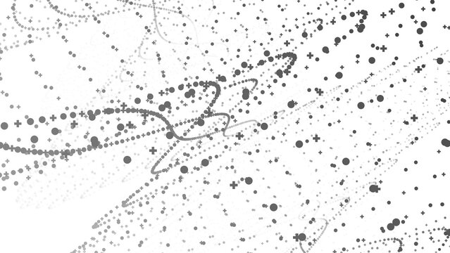 Abstract flowing particles and lines creating a sophisticated dark digital network for modern technological science concepts