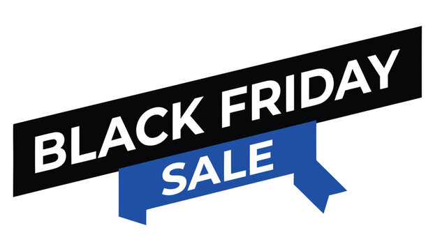 Black friday sale banner with vibrant colors and bold text on a white background