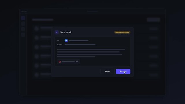 AI Agent Sending Email with Approval Workflow in Software Interface Stock Video