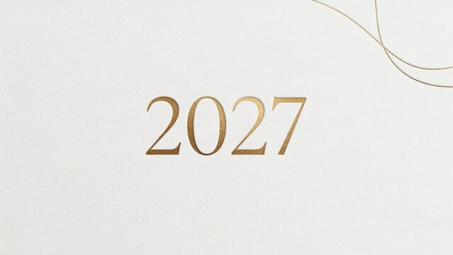 Golden 2027 year number on a textured white background