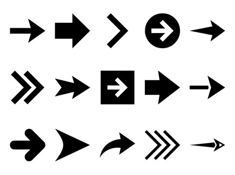Directional arrows navigation signs and pointer symbols isolated on