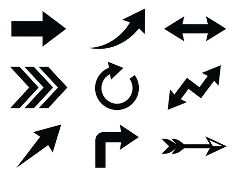 Black arrows navigation signs direction symbols isolated on