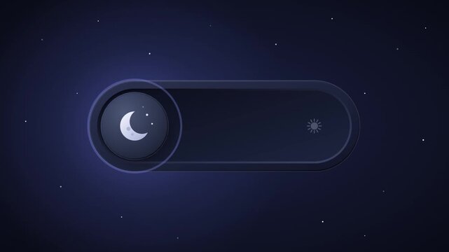 Day and night theme mode toggle switch animation for digital interface design with switch transitioning
