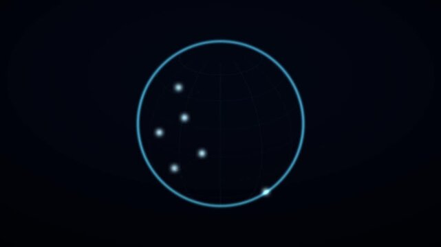 Rotating digital globe with glowing network connections technology background