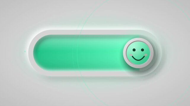  neomorphic toggle switches with neutral and happy face icons on a light gray background