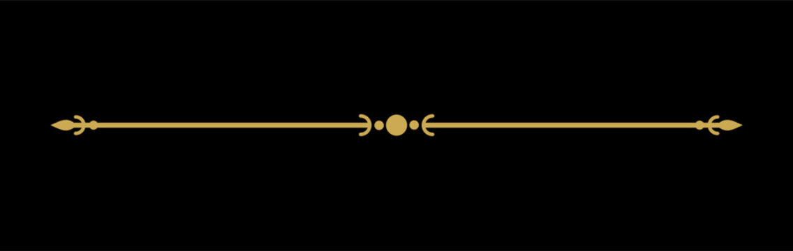 Text divider. Underline Decorative golden. Gold line luxury. Line separator, Border, Vintage divider. Vector illustration