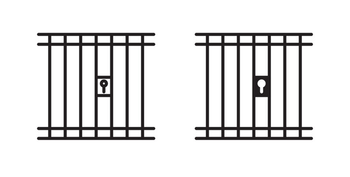 Prison icon flat outline in black