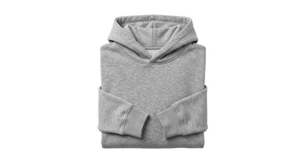 Folded gray pullover hoodie with a soft fleece texture and long sleeves on a black background © Ophelia