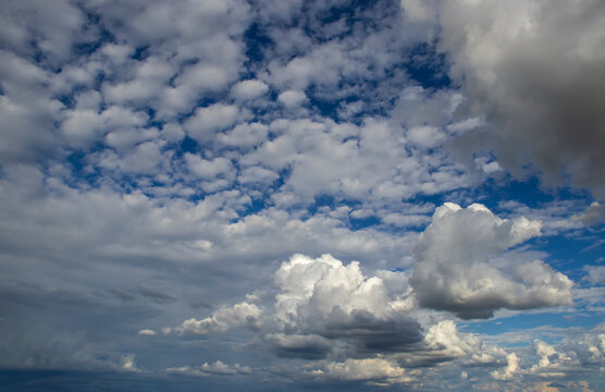 Abstract background of beautiful white clouds with blue sky in Brazil