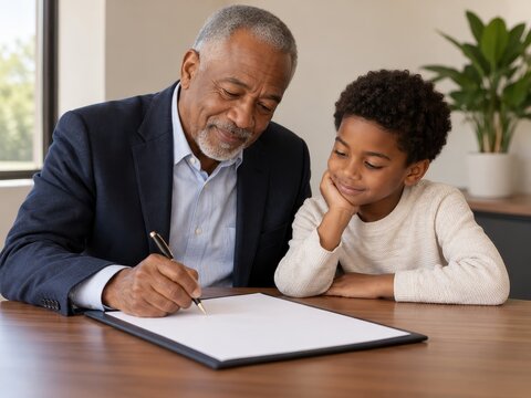 family discusses generational wealth at home