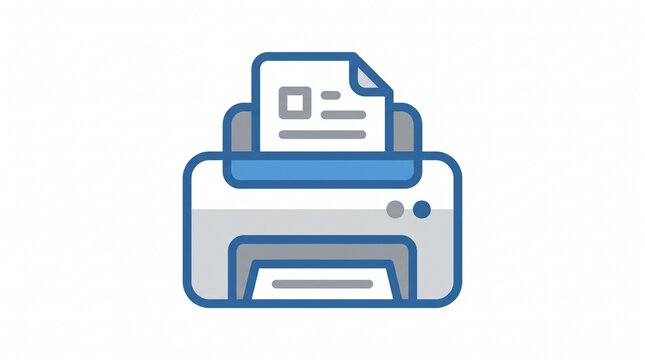 Vector icon of a printer printing a document