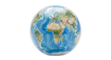 Detailed Earth globe showing Africa, Europe, and Asia against a clean black background © Ophelia