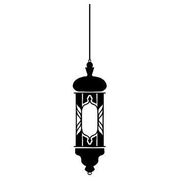 Traditional Ramadan Fanous Lantern Silhouette Icon Vector