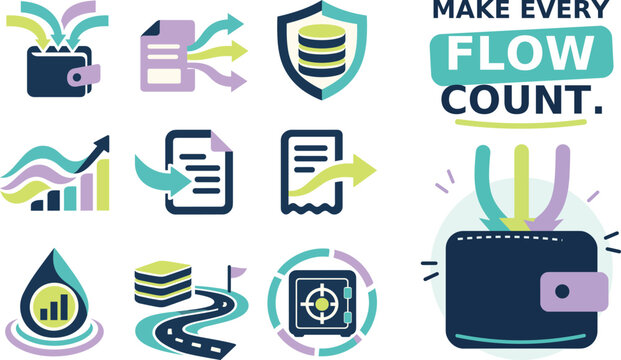 Digital Wallet and Financial Workflow Vector Icon Set