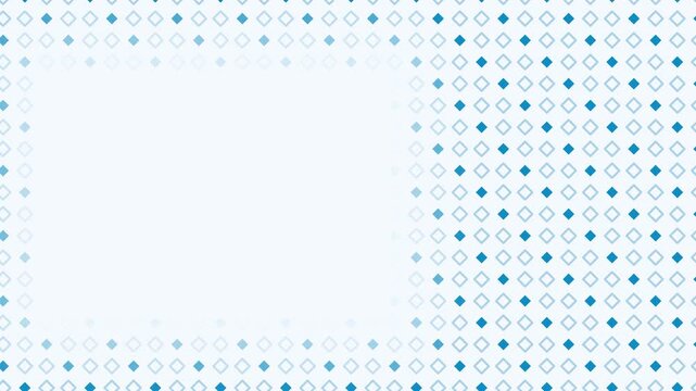 Seamless 4K looping abstract motion background: diamond pattern background diagonal drift, in blue and azure on a light backdrop with generous copy space for your own title. Minimal flat vector shapes