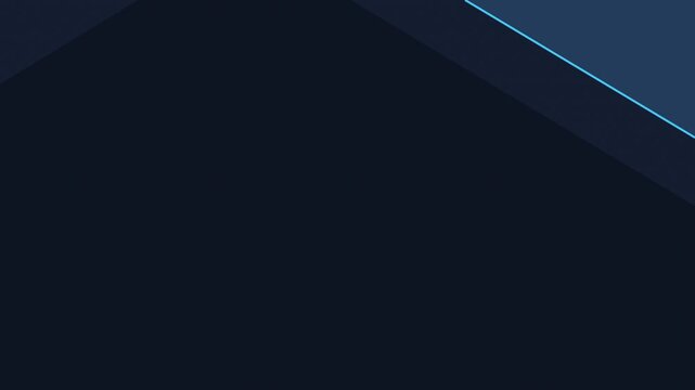 Seamless 4K looping abstract motion background: corner wedge background softly breathing, in blue and azure on a dark backdrop with generous copy space for your own title. Minimal flat vector shapes a