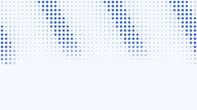 Seamless 4K looping abstract motion background: dot pattern motion pulsing wave, in blue and azure on a light backdrop with generous copy space for your own title. Minimal flat vector shapes and slow 