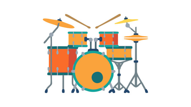 Drum kit vector illustration featuring a bass drum snare tom toms