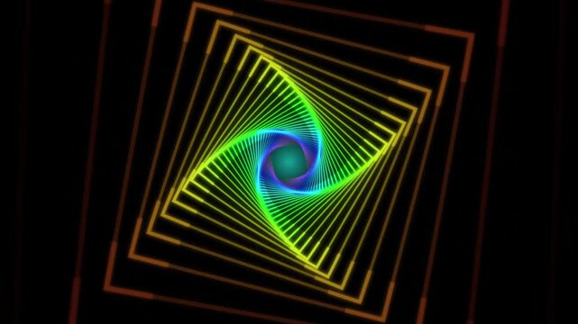 Abstract ✏️ Edit: Flicker-Free Neon Square Tunnel 3D Motion Loop Se...