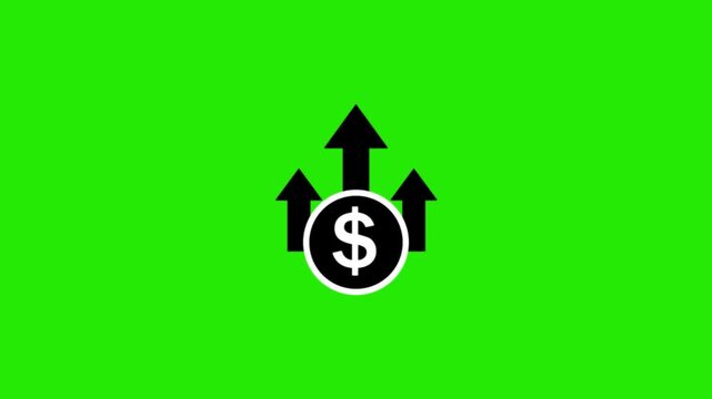 High pricing icon. Up arrow with dollar sign. high price business money cost pay payment logotype animation on a transparent background.4k video