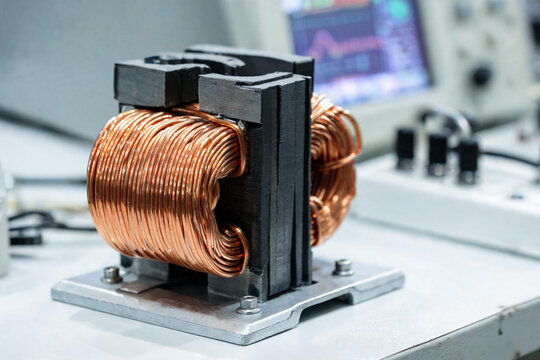Copper Coil Transformer Component in Electronics Testing Environment