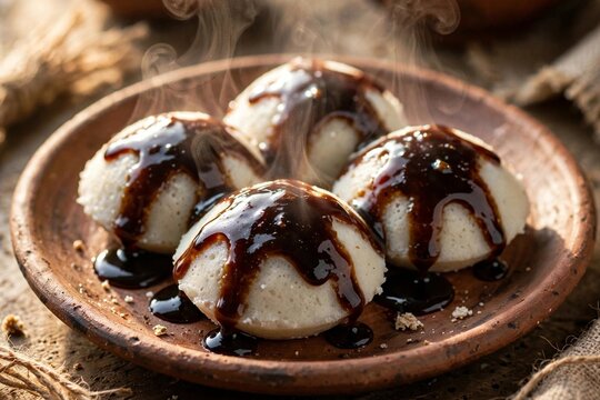 Bangladeshi Winter Pitha Rice Cakes with Date Molasses