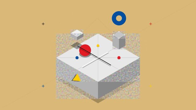 Abstract geometric animation featuring moving red sphere on isometric platform