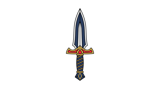 Stylized dagger with ornate hilt isolated on transparent background
