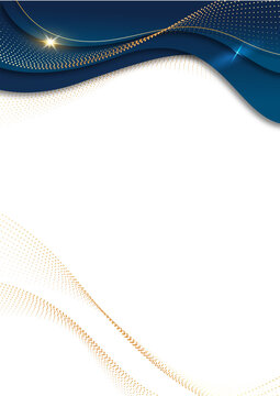 a portrait abstract luxury dark blue gold wave for corporate certificate background design