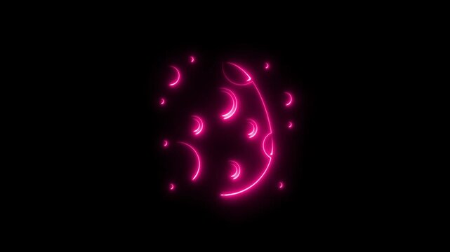 Glowing pink neon easter egg icon with polka dot pattern on black background