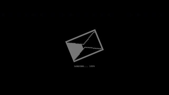 Animated retro pixel art hourglass loading status indicator with falling sand pixels and 180-degree seamless flipping loop in 4K transparent overlay.
