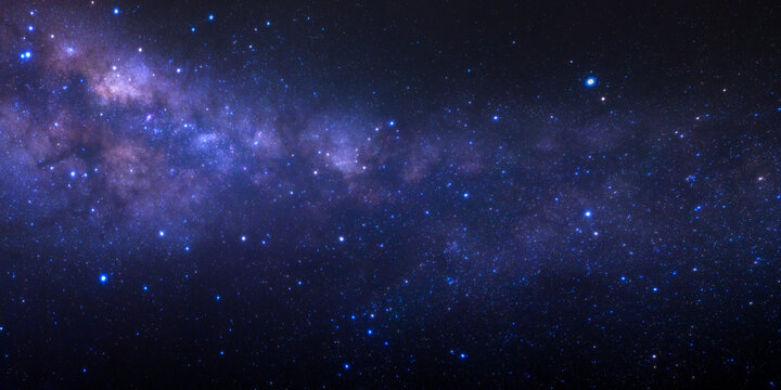 Night sky space background, Starry universe in dark blue sky, Milky way galaxy with stardust field in deep universe