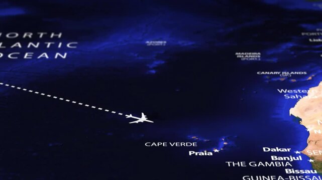 Flight From Ottawa CANADA to Yamoussoukro IVORY COAST with flag pins