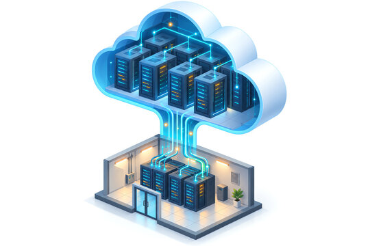 Hybrid cloud infrastructure linking on premise servers to cloud