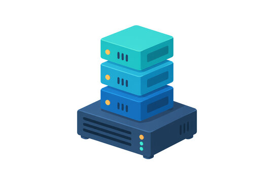 Virtual machine concept icon with stacked boxes on a server