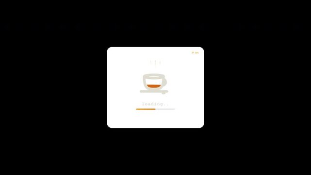 Cute Coffee Cup Loading Progress Animation Vector Graphic Loop 4K