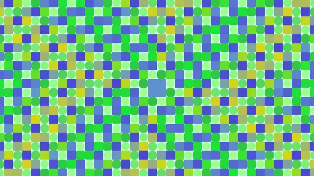 Abstract colorful pixel grid mosaic pattern changing colors and shapes