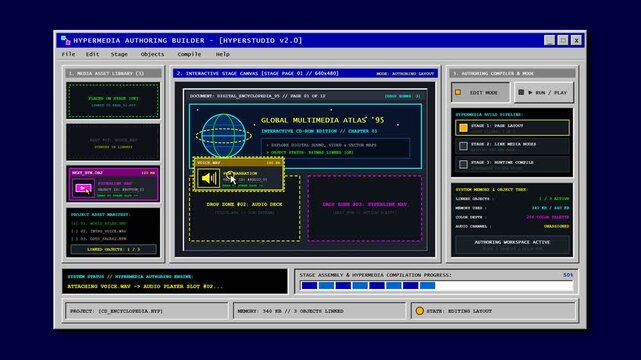 Software developer using a visual hypermedia authoring tool for website building