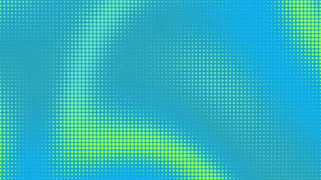 Abstract halftone pattern with dots transitioning across a bright blue gradient