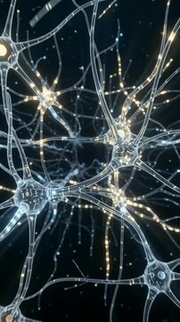Neural Network Glow: Abstract visualization of interconnected neurons, pulsing with light, representing the complex and dynamic nature of the human brain and its neural pathways.
