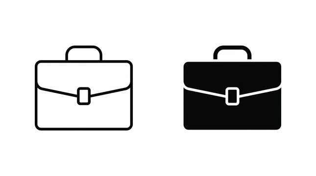 Minimalist briefcase vector icons line art and filled symbol set for portfolio, job recruitment, and work concept
