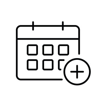 Patient appointment icon with calendar and plus symbol, line vector icon with editable stroke.