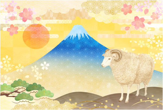 年賀状素材羊の年賀はがきテンプレート