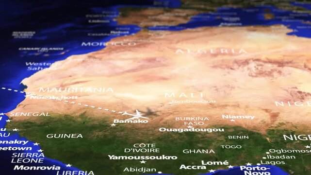 Flight From Ottawa CANADA to Kigali RWANDA with flag pins