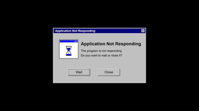 application not responding retro computer dialog animation