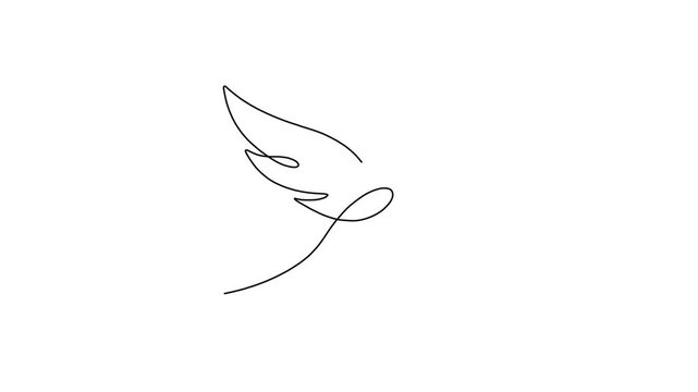 Continuous line art vector of a flying bird minimalist dove illustration