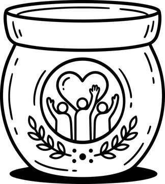 Donation Jar Icon Line Art Vector Illustration