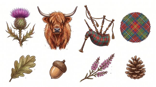 Christmas celebration featuring Scottish highland cow thistle