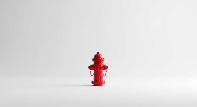 Minimalist red fire hydrant isolated on a clean white background